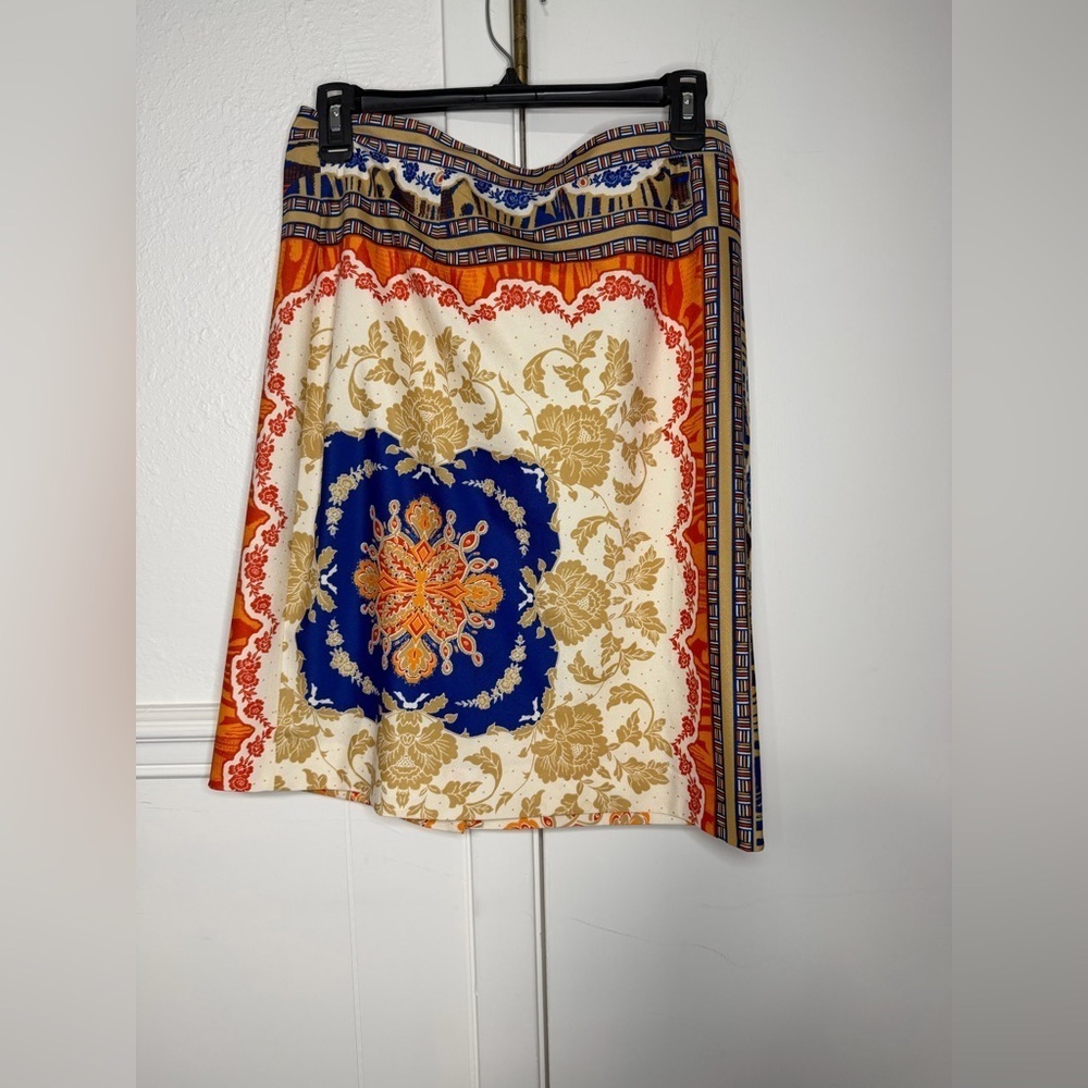 Antonio Melani Vibrant A-Line Mini Skirt Blue and Orange Accents size 6 NWOT